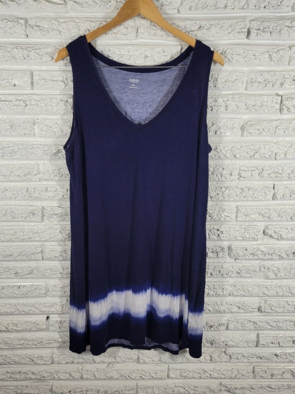 Alfani Womens Nightgown XXL Blue Tie Dye Plus Size Sleepwear V-Neck BLU43E